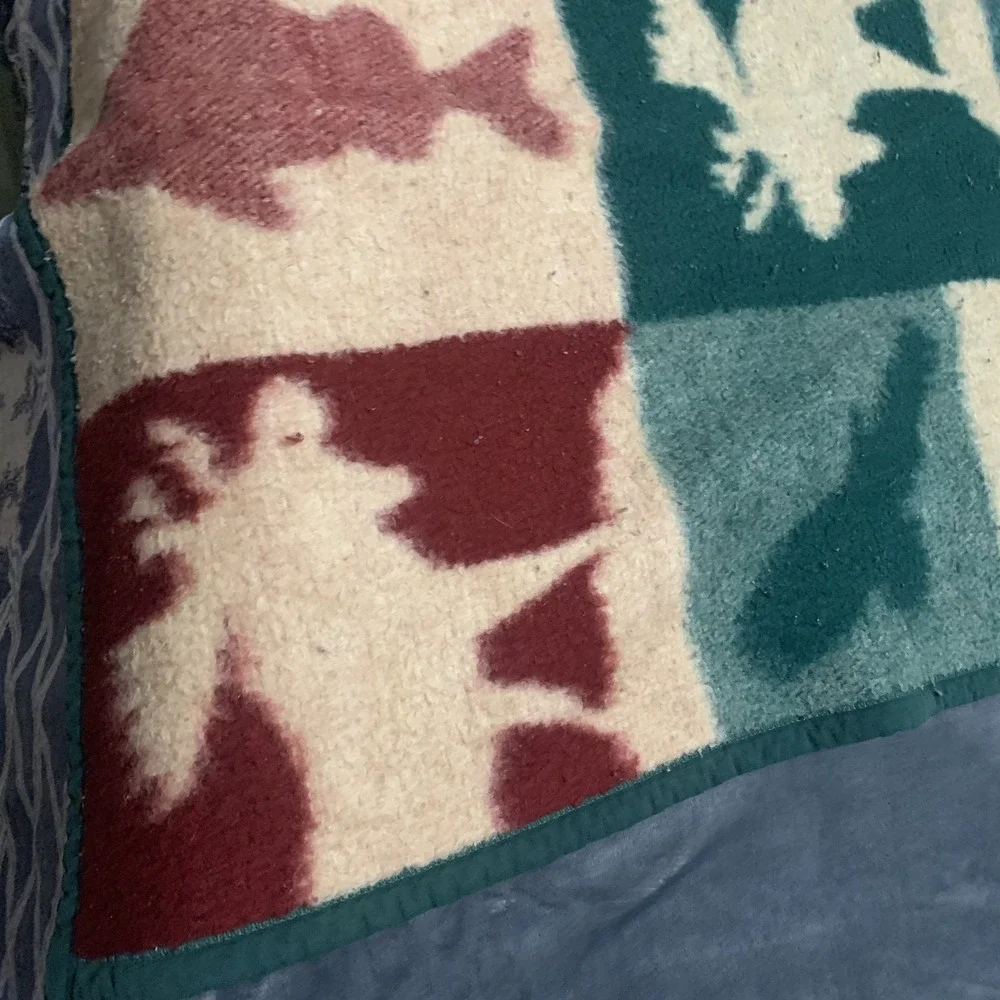 Biederlack Wildlife Lodge Cabin Throw Blanket Deer Moose Fish Woodland Wildlife